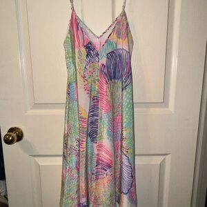 Lilly Pulitzer Clara Roar Of The Sea Silk Slip Shift Dress size XS fits sz Small